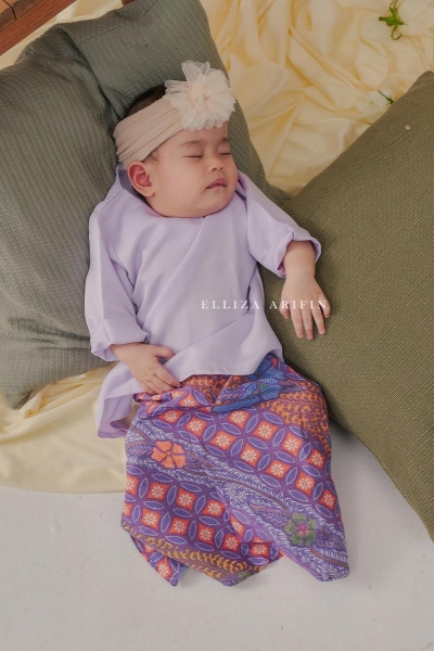 Delisha Kurung Batik Kids in Lilac Purple